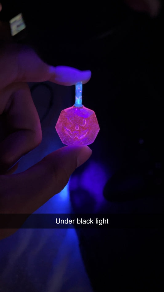 UV Pumpkin Gem Face Pendant